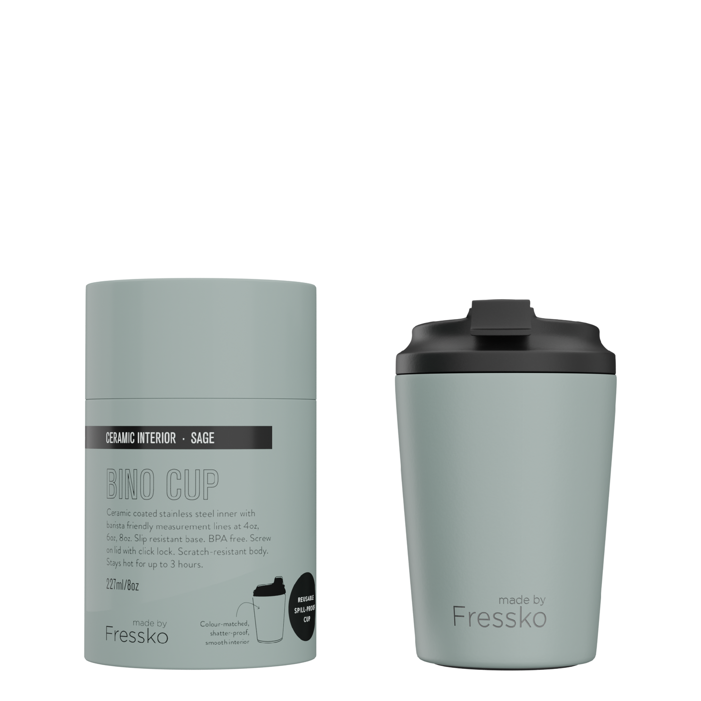 FRESSKO CERAMIC BINO CUP SAGE 230ML