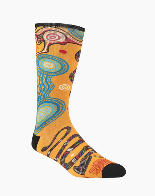 BAMBOOZLD SOCKS NATIVE AUSTRALIAN RAINBOW SERPENT SIZE 7-11