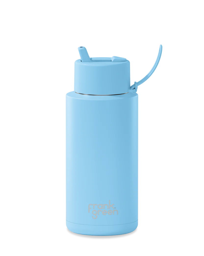 FRANK GREEN REUSABLE BOTTLE WITH STRAW LID 1LTR SKY BLUE