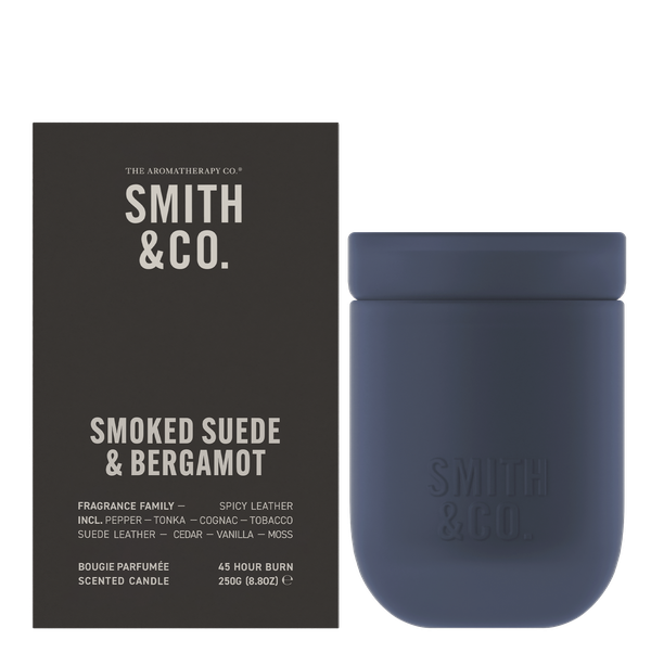 SMITH & CO CANDLE SMOKED SUEDE & BERGAMOT 250G