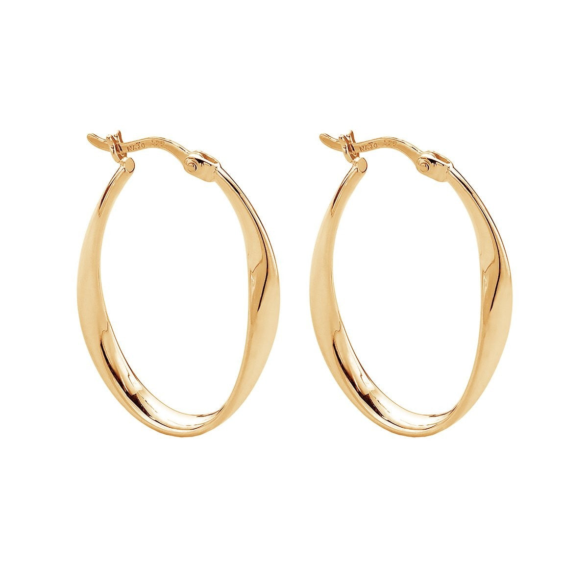 NAJO SILVER RIBBON OVAL HOOP EARRING GOLD PLATED