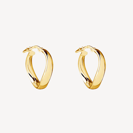 NAJO CIRCULAR WAVY HOOP EARRING GOLD PLATED