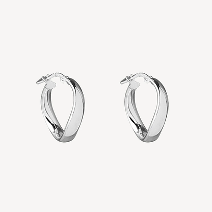 NAJO CIRCULAR WAVY HOOP EARRING SILVER