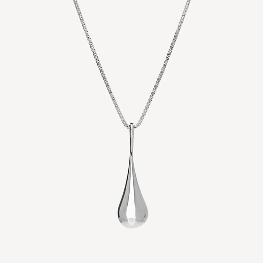 NAJO SILVER PUFF TEARDROP PENDANT ON 42CM CHAIN