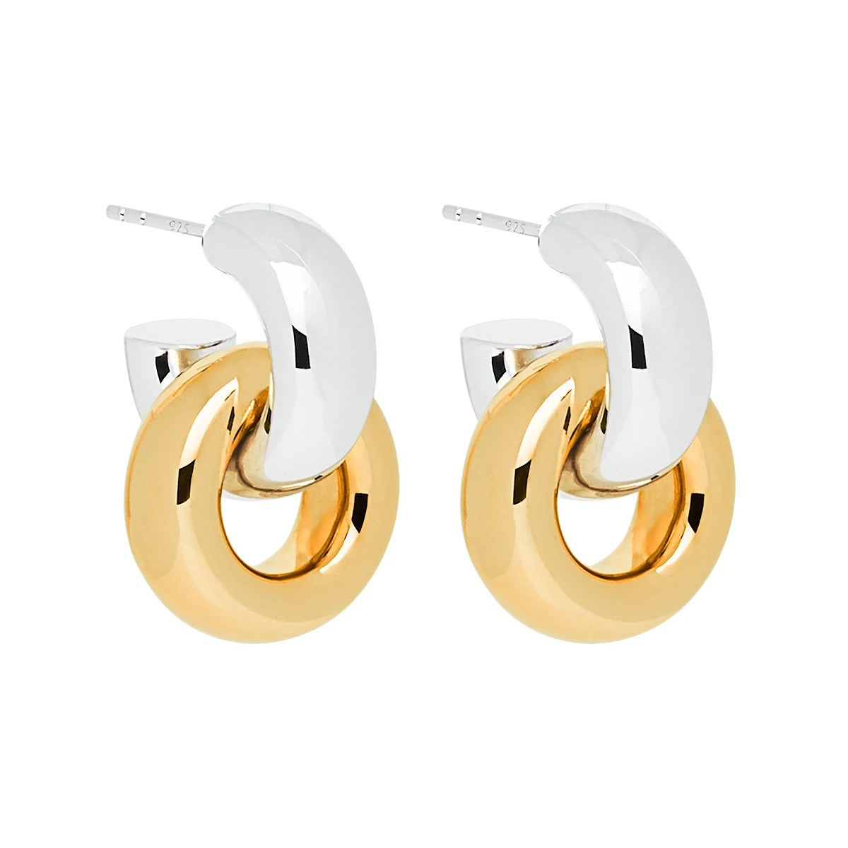 NAJO TUBE HOOP STUDS GOLD PLATED DONUT HANGING*