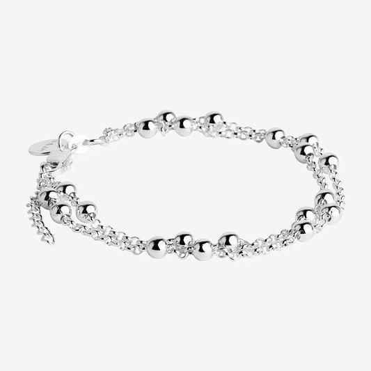 NAJO DOUBLE STRAND SILVER BRACELET 4MM BALLS 