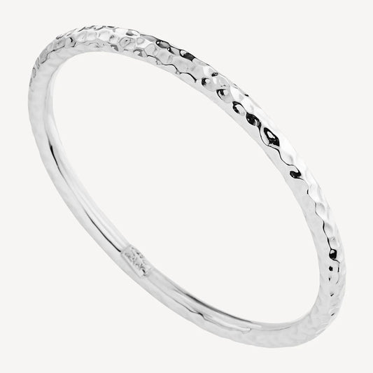 NAJO 5MM BEATEN SILVER HOLLOW TUBE BANGLE 64MM INNER D