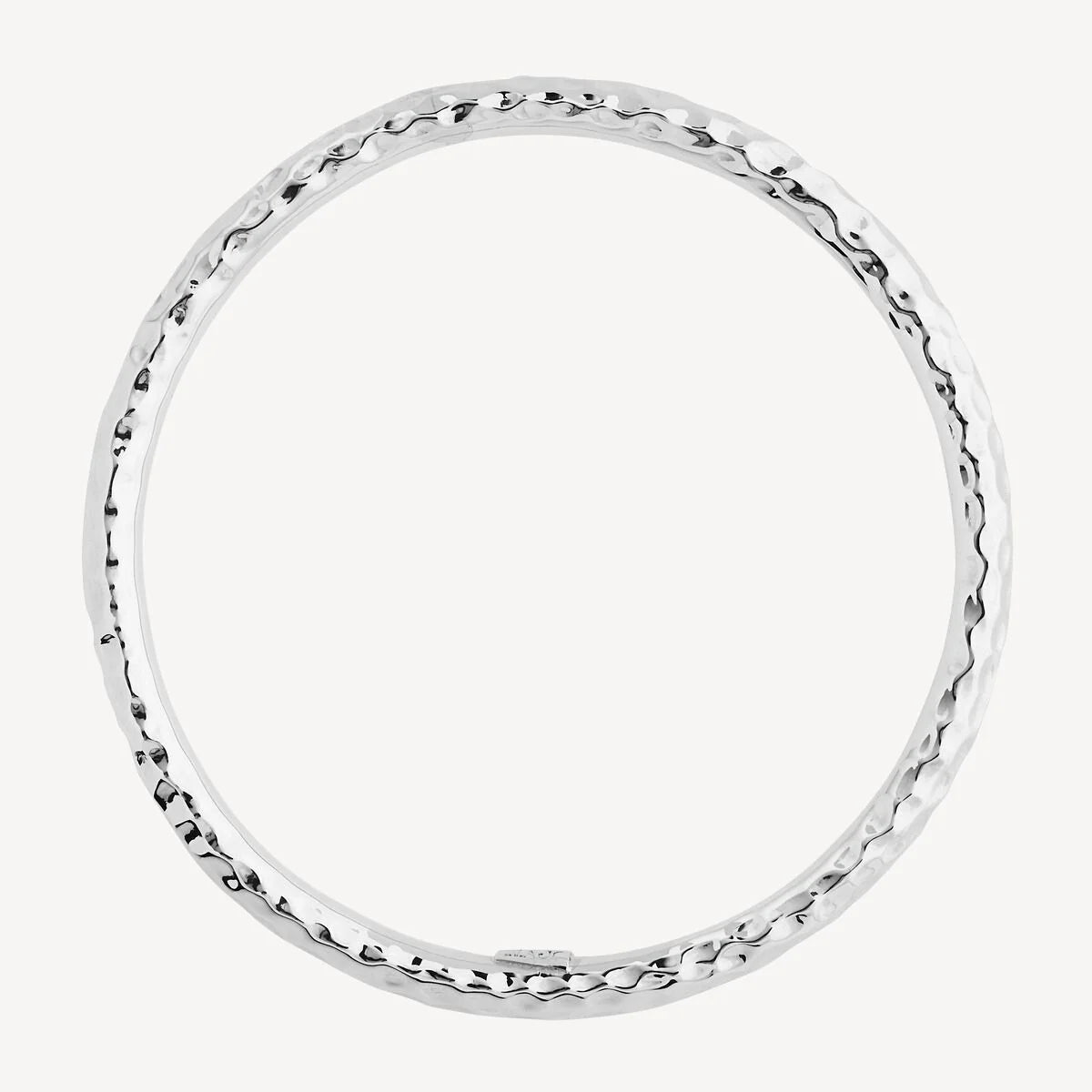 NAJO 5MM BEATEN SILVER HOLLOW TUBE BANGLE 64MM INNER D