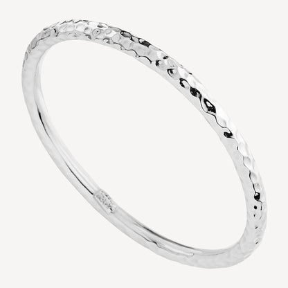 NAJO 5MM BEATEN HOLLOW SILVER BANGLE 68MM INNER D