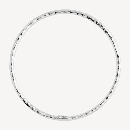 NAJO 3MM BEATEN HOLLOW SILVER TUBE BANGLE 64MM INNER D