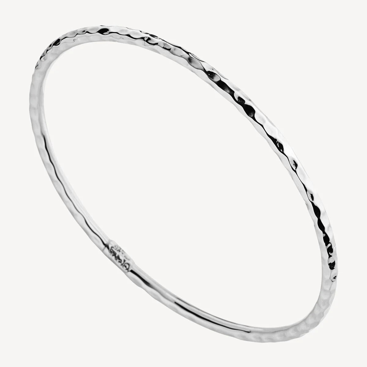 NAJO 3MM BEATEN HOLLOW SILVER TUBE BANGLE 64MM INNER D