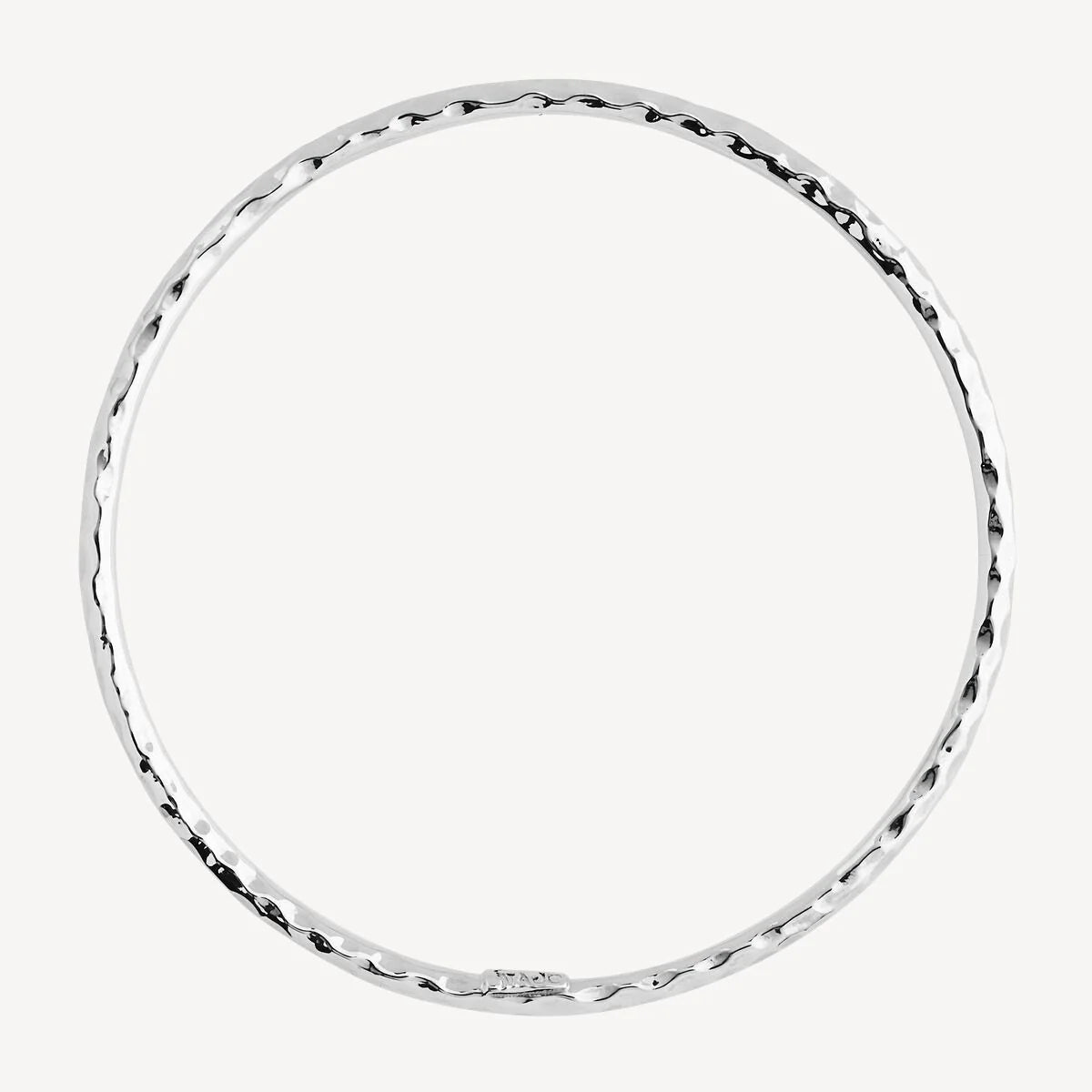 NAJO 3MM BEATEN HOLLOW SILVER TUBE BANGLE 68MM INNER D