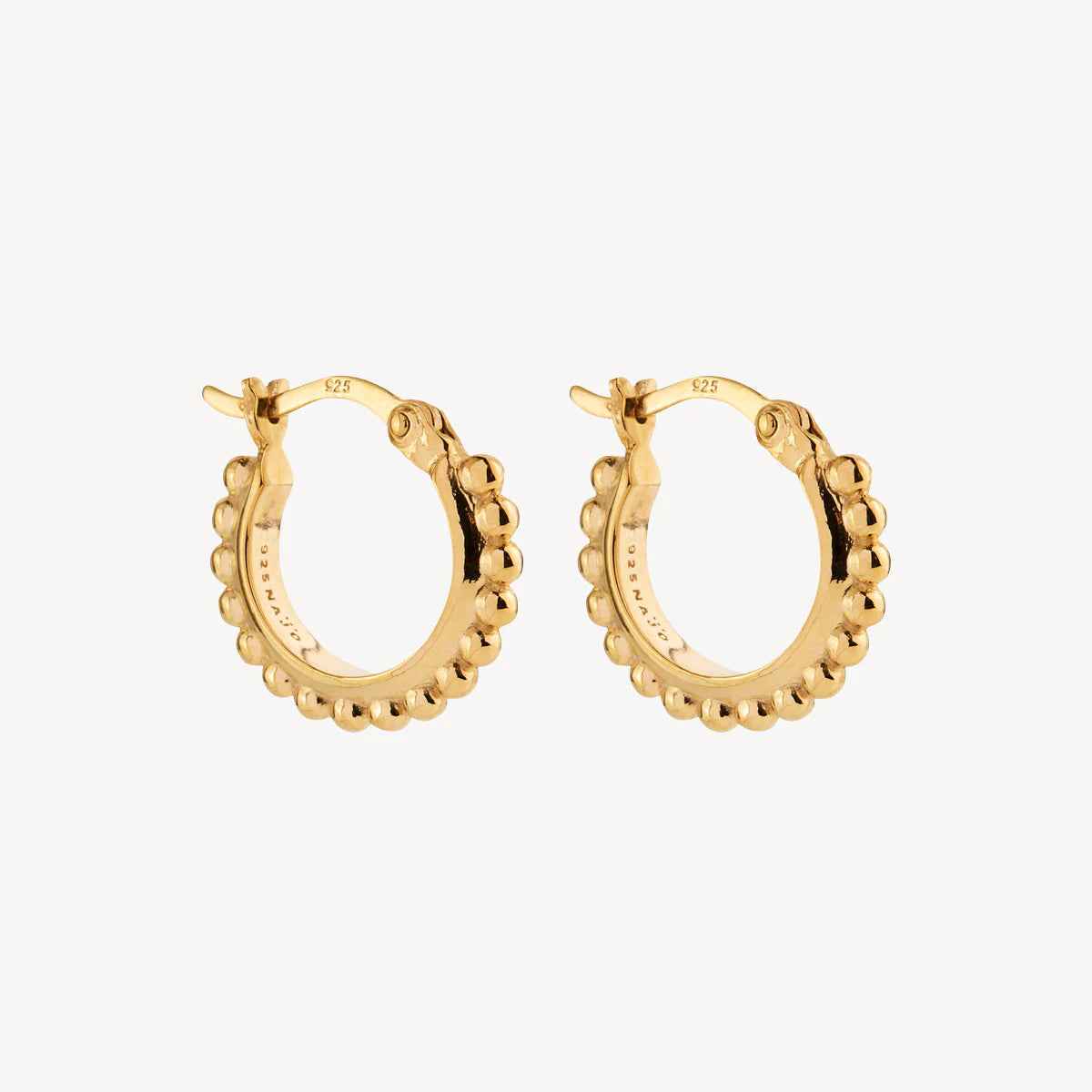 NAJO GOLD PLATED BEADED HOOP LEVER CLASP EARRINGS