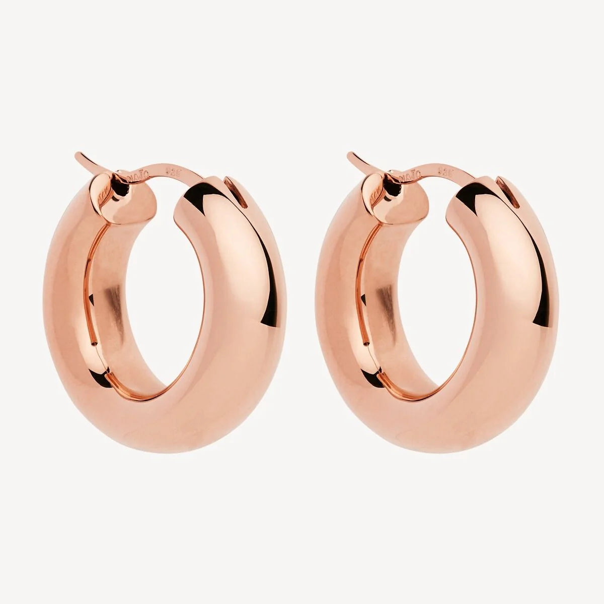 NAJO CHUNKY ROSE GOLD PLATED TUBE HOOP EARRINGS LEVER CLASP