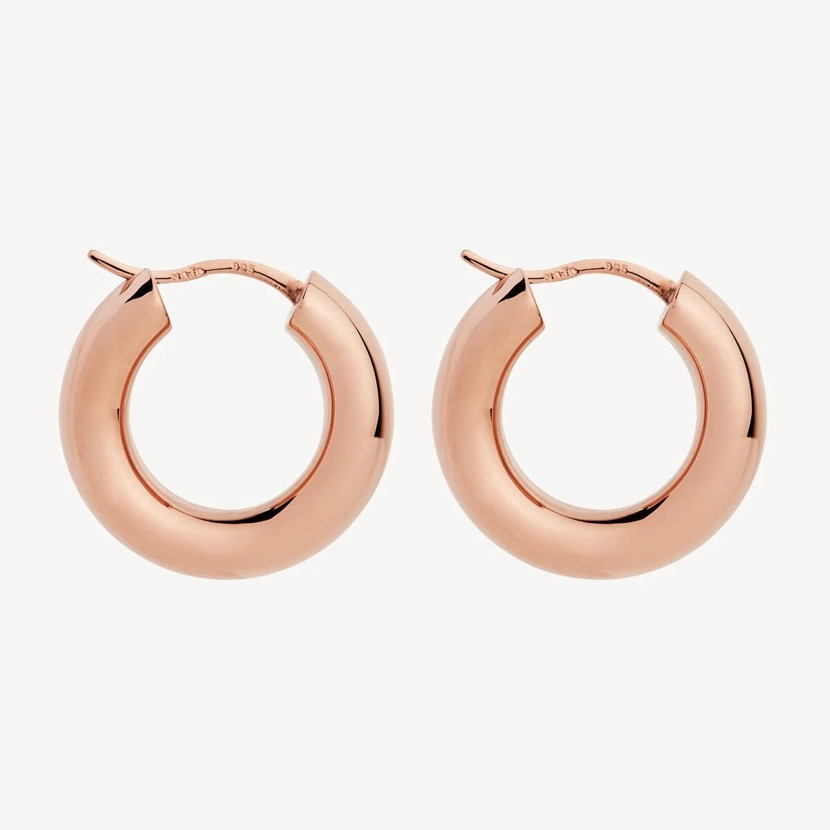 NAJO CHUNKY ROSE GOLD PLATED TUBE HOOP EARRINGS LEVER CLASP