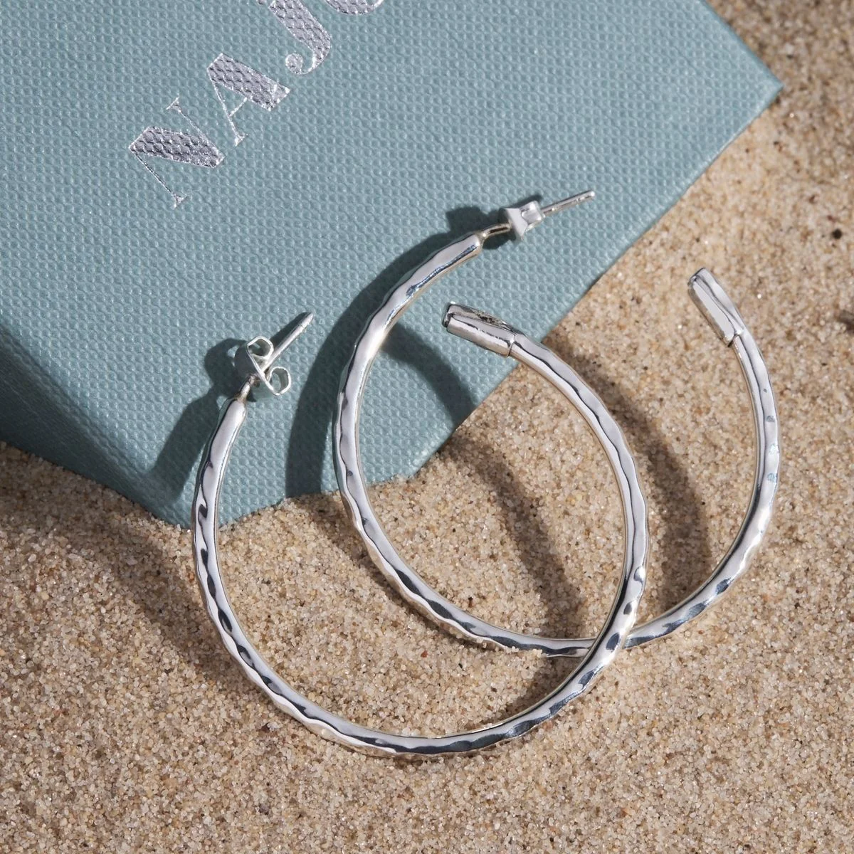 NAJO 40MM SILVER MOONGLOW HOOP EARRING #