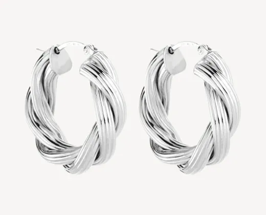 NAJO SILVER TWISTED GLAMMER HOOP EARRING #