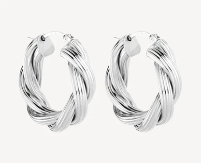 NAJO SILVER TWISTED GLAMMER HOOP EARRING #