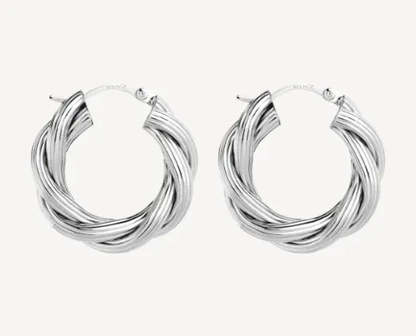 NAJO SILVER TWISTED GLAMMER HOOP EARRING #