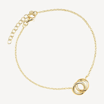 NAJO 2 INTERLOCKED GOLD PLATED 10MM RINGS TRACE CHAIN BRACELET