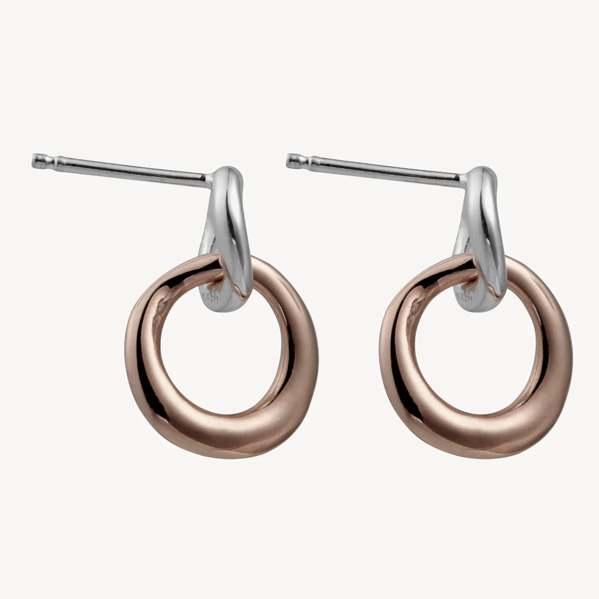 NAJO ROSE GOLD PLATED DOUBLE CIRCLE DROP STUD EARRING