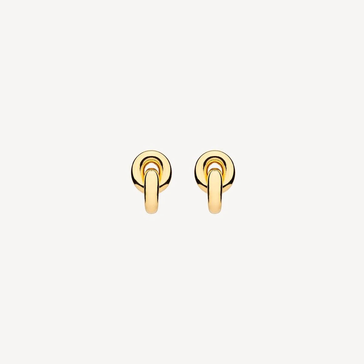 NAJO GOLD PLATED 2 INTERLOCKED CHUNKY RINGS EARRING