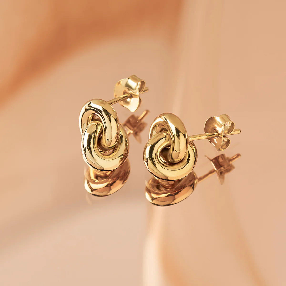 NAJO GOLD PLATED 2 INTERLOCKED CHUNKY RINGS EARRING