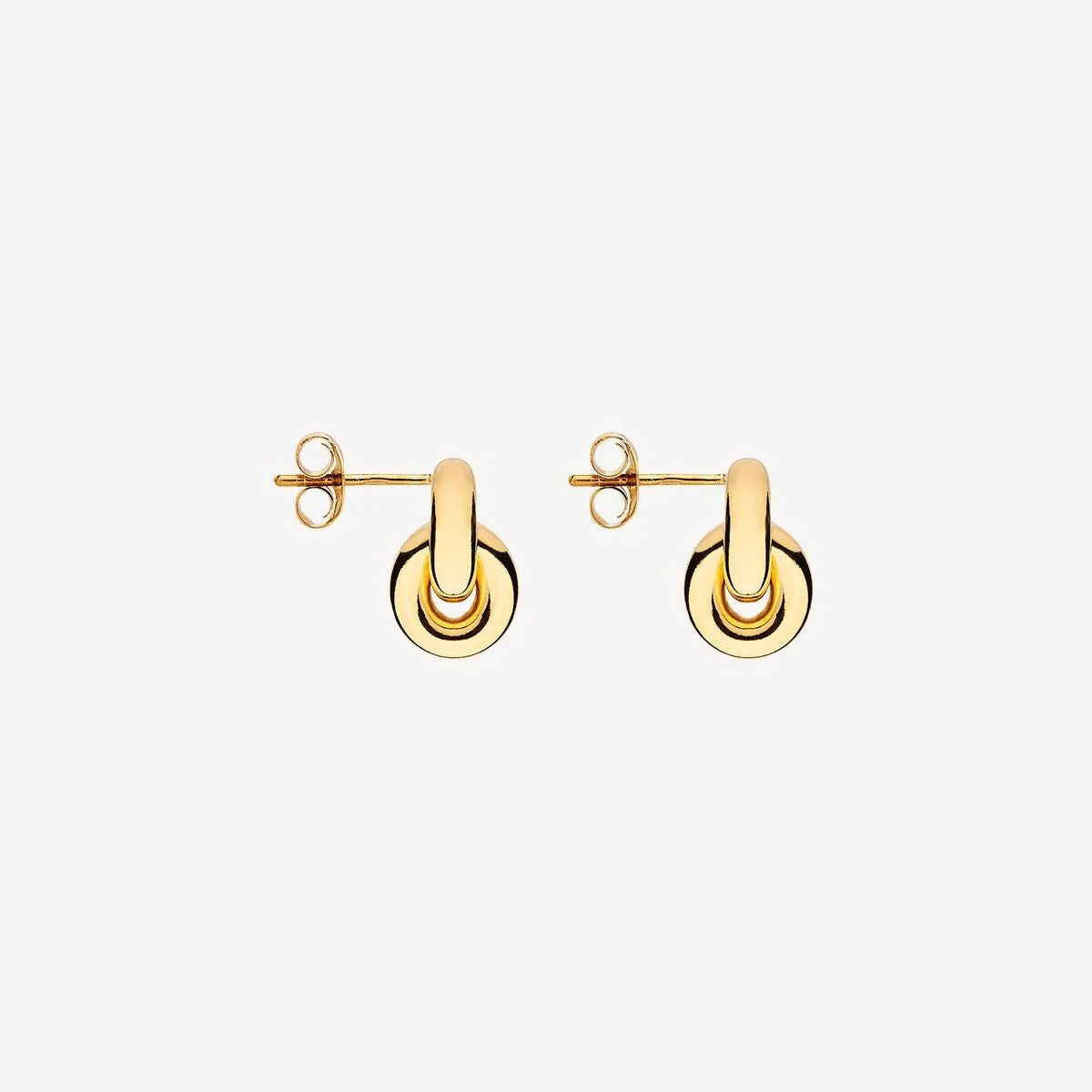 NAJO GOLD PLATED 2 INTERLOCKED CHUNKY RINGS EARRING