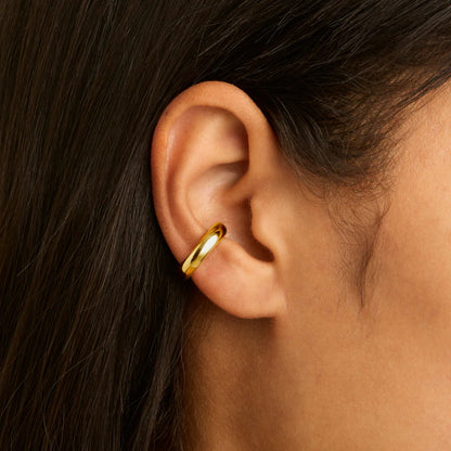 NAJO GOLD PLATED HOLLOW TUBE ROUND EARCUFF