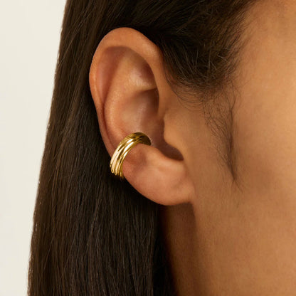 NAJO GOLD PLATED TWISTED HOLLOW TUBE ROUND EARCUFF