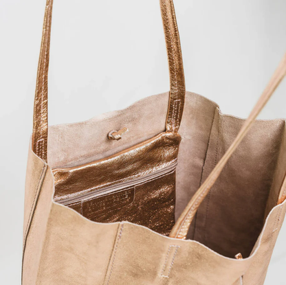 MAISON FANLI LARGE TOTE METALLIC CHAMPAGNE 
