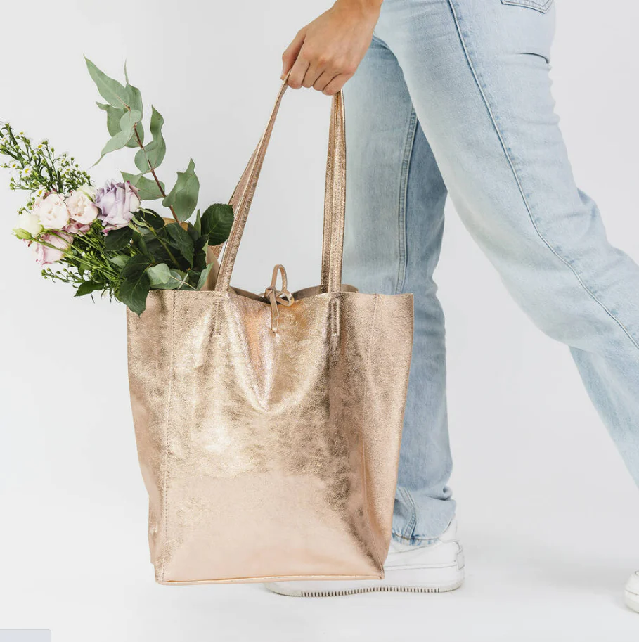 MAISON FANLI LARGE TOTE METALLIC CHAMPAGNE 