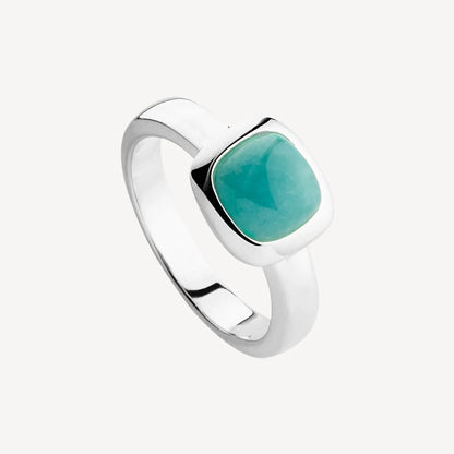 NAJO AMAZONITE IN BEZEL SETTING SOLID BAND RING SML # [SZ:S]