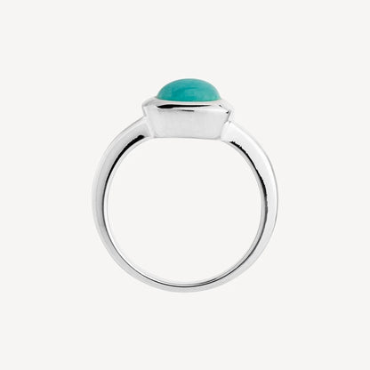 NAJO AMAZONITE IN BEZEL SETTING SOLID BAND RING SML # [SZ:S]