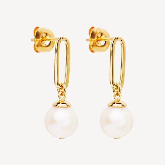 NAJO GOLD PLATED ENCHANTRESS PEARL DROP EARRINGS