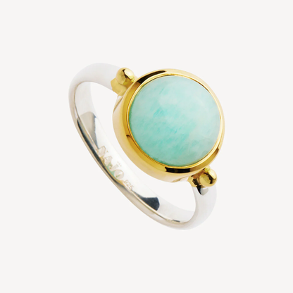 NAJO AZZURO AMAZONITE 2 TONE RING MEDIUM