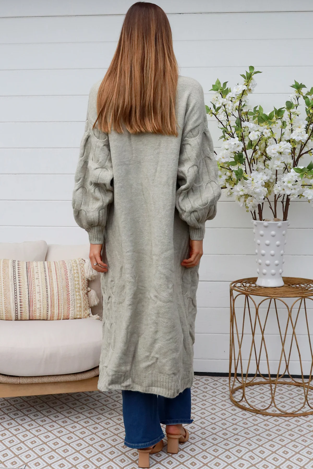 CHARLOTTE THE LABEL LONG OLIVE CARDI