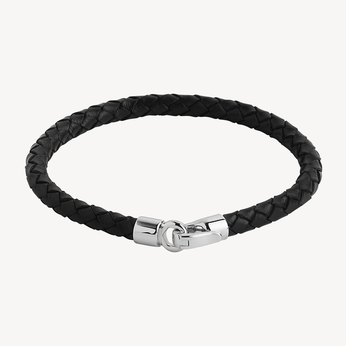 NAJO MENS THE MARINER BLACK LEATHER BRACELET 21CM