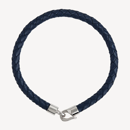 NAJO MENS THE MARINER NAVY LEATHER BRACELET 21CM