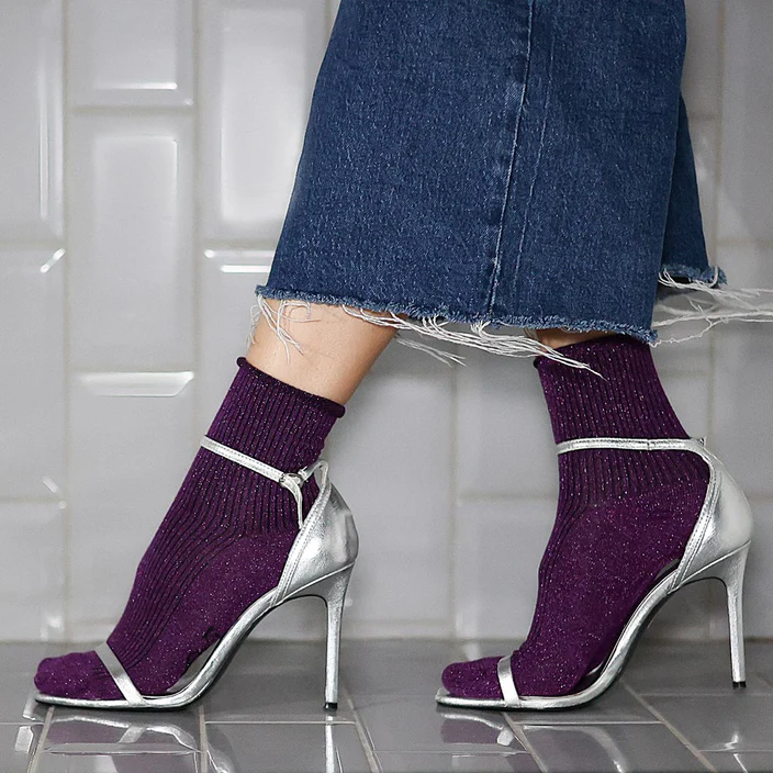 KLUE GLITTER LUREX PURPLE SOCKS