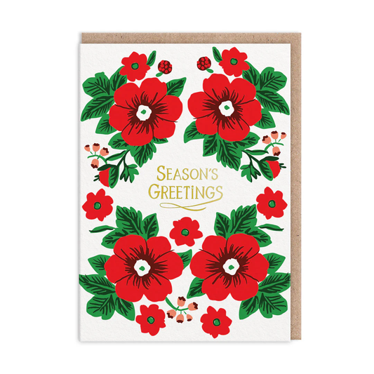 OHH DEER CARD FESTIVE FLOWERS
