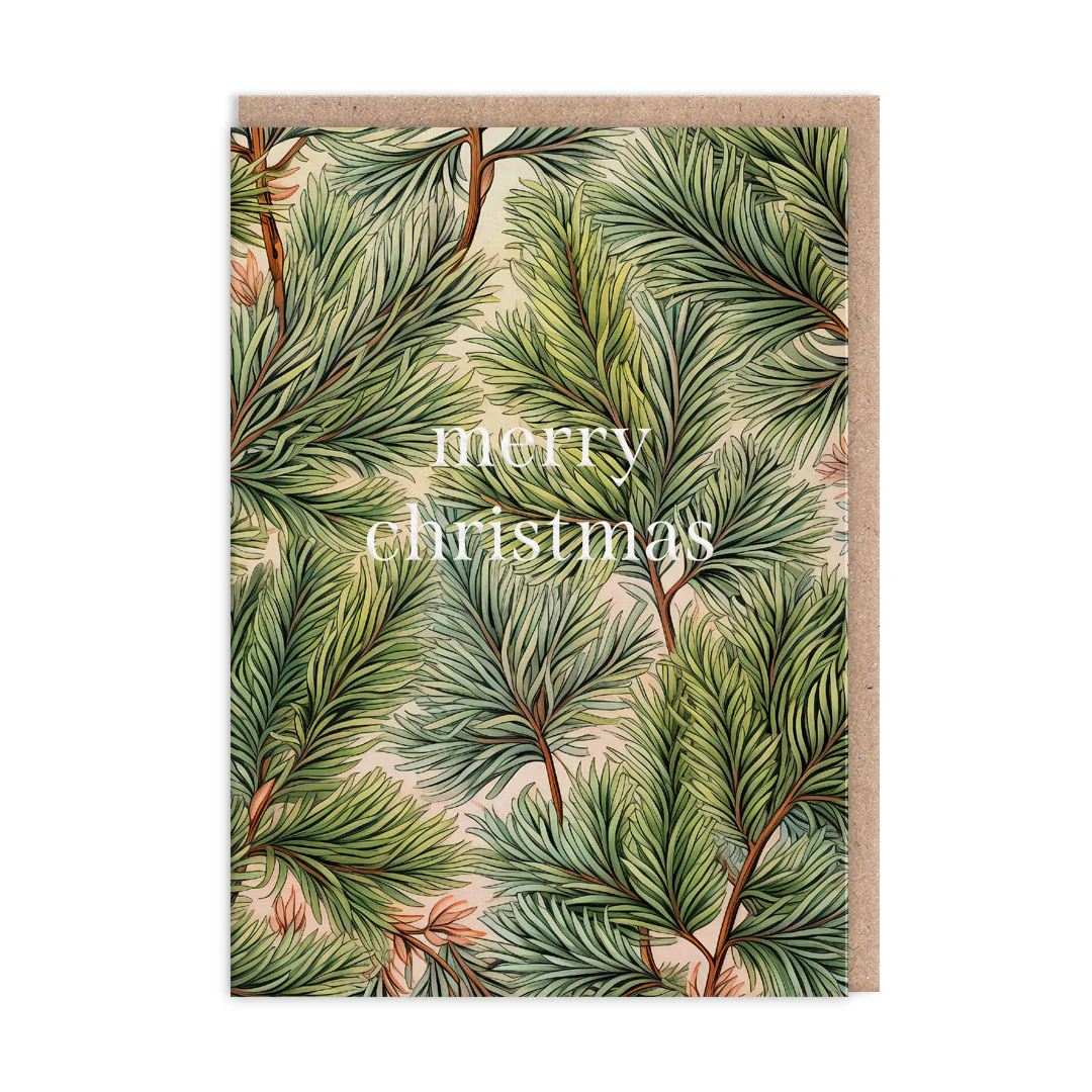 OHH DEER CARD BOTANICAL GREEN HUES