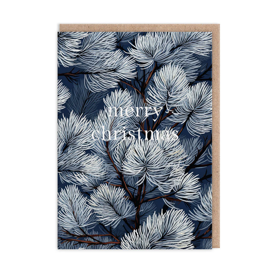 OHH DEER CARD BOTANICAL BLUE HUES