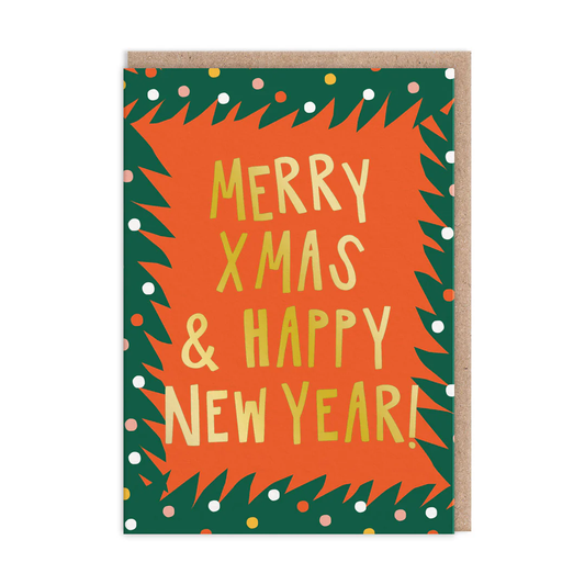 OHH DEER CARD MERRY CHRISTMAS TYPOGRAPHIC