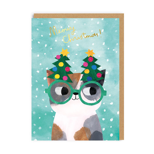 OHH DEER CARD CAT IN TREE GLASSES