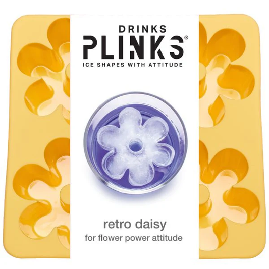 DRINKS PLINKS RETRO DAISY BUTTERCUP YELLOW SILICONE TRAY