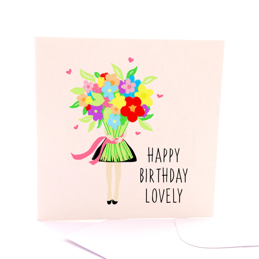 SKETCHY CARD BIRTHDAY BOUQUET WHITE