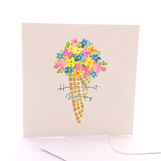 SKETCHY CARD WAFFLE CONE BIRTHDAY