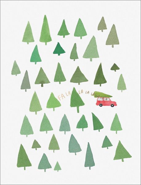 E FRANCES CARD FA LA LA TREES
