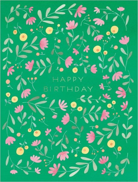 E FRANCES CARD GREEN FLORAL BIRTHDAY